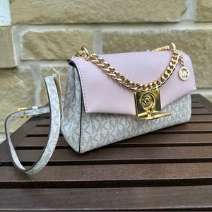 ❗️SOLD ❗️Michael Kors Lita Small Two-Tone Logo and Leather Crossbody Bag